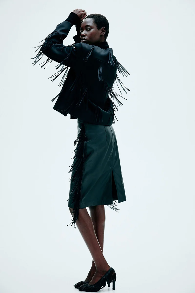 H&M Fringed coated skirt