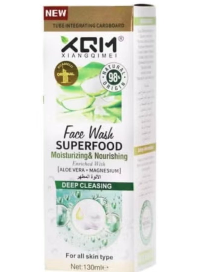 XQM Oil Control Whitening Facial Wash Enriched with Avocado & Omega 6 - 130 ml Plus  XQM Superfood Moisturizing & Nourishing With Aloe Vera & Magnesium Facial Wash 130 ml - Image 2