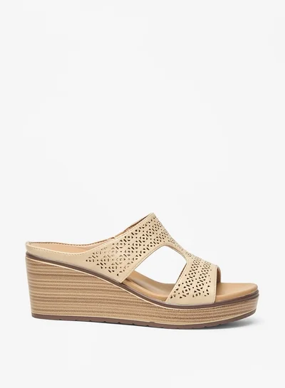 Le Confort Women's Textured Slip-On Sandals with Wedge Heels