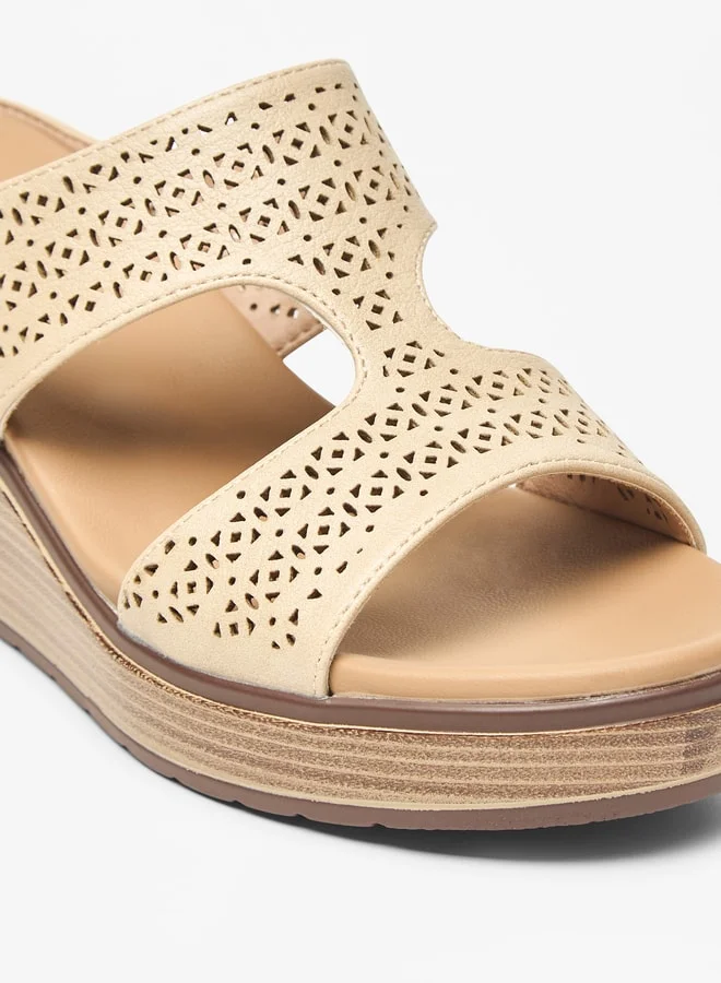 Le Confort Women's Textured Slip-On Sandals with Wedge Heels