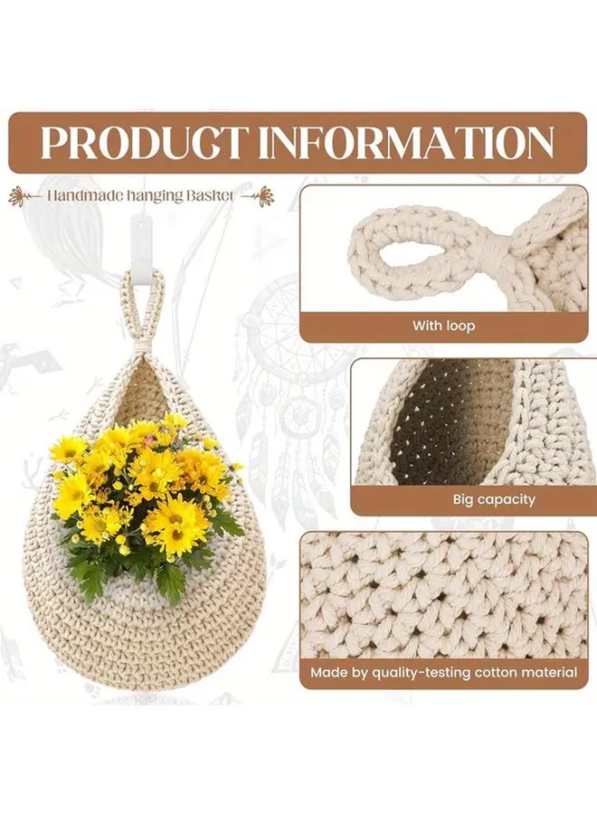 3pcs Handwoven Teardrop Fruit Vegetable Baskets Wall Hanging Kitchen Storage - Image 4