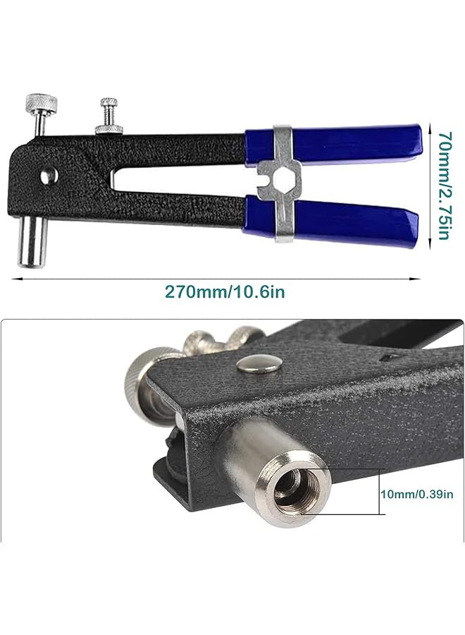 KEWAYO 110 Pieces Rivet Nut Tool Set, 1Pcs Hand Riveter Rivet Gun With 104Pcs Threaded Rivet Nuts Inserts (M3-M8) And 5Pcs Mandrels Rivet Nut Tool Set, For Car, Boat And Furniture Repair - Image 3