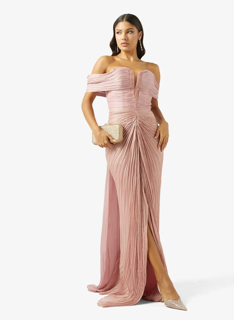 Threadz by Ajooni  Elegant Draped Sequin Maxi Dress for Women | Best Price UAE