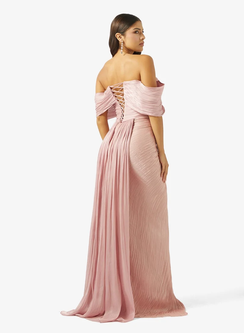Threadz by Ajooni  Elegant Draped Sequin Maxi Dress for Women | Best Price UAE