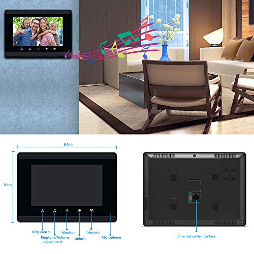 AMOCAM Upgrade Versions 4 Units Apartment Intercom System 7 inch Touch Monitor Video Door Phone Kits Support Ethernet Cable Connect, Single-Supply, ID Keyfobs Unlock for Home Apartment - Image 4