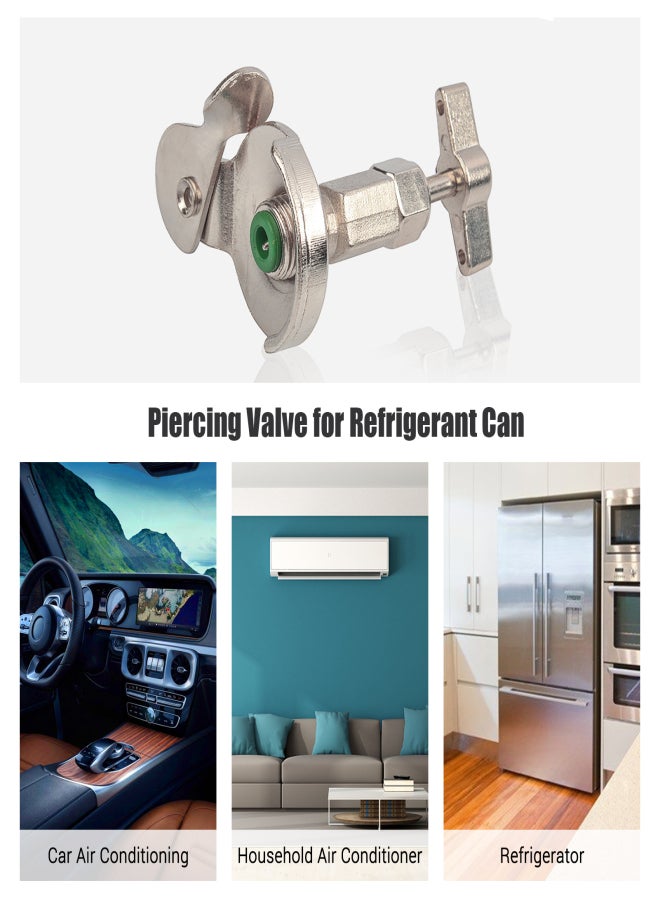 صمام ثقب لعلبة غاز التبريد، صمام شحن مكيف هواء السيارة، صمام فتح مكيف هواء المنزل والثلاجة لمعظم علب غاز التبريد الصغيرة (واجهة مخرج هواء المملكة المتحدة 11 مم) - Image 3