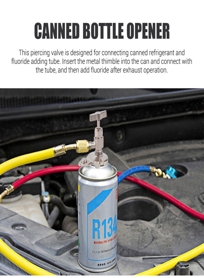 صمام ثقب لعلبة غاز التبريد، صمام شحن مكيف هواء السيارة، صمام فتح مكيف هواء المنزل والثلاجة لمعظم علب غاز التبريد الصغيرة (واجهة مخرج هواء المملكة المتحدة 11 مم) - Image 5