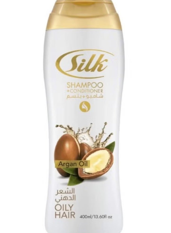 Silk Argan Oil Shampoo + Conditioner For Oily Hair - 400ml