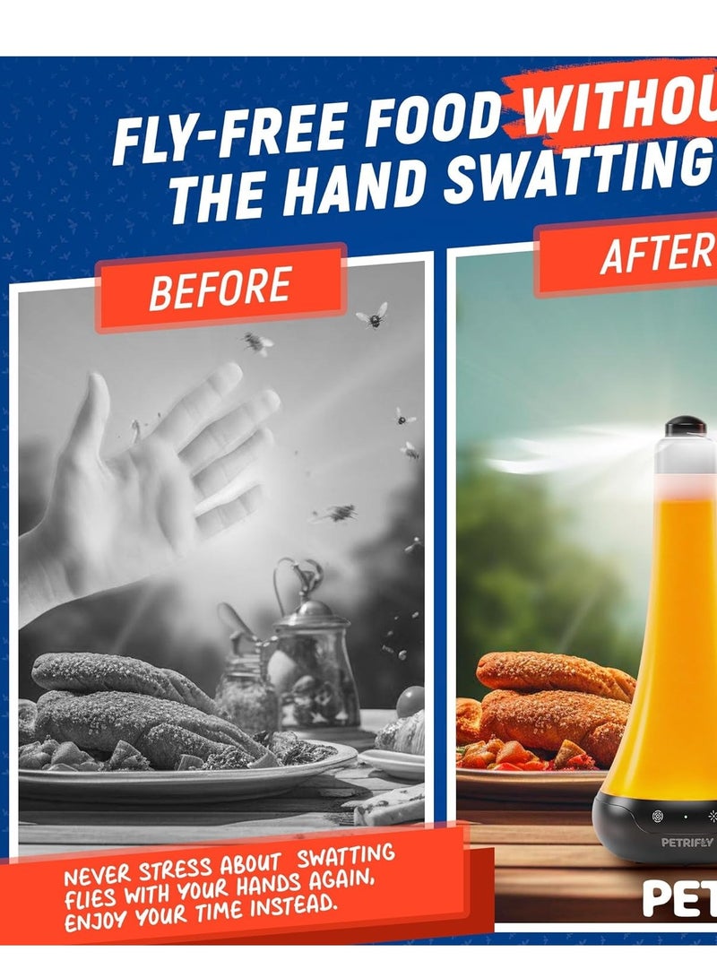 SOLARAE Fly Fans for Tables with Anti Bug Light to Keep Flies Away from Food Spinner Outdoor Table Repellent Restaurants - Image 3