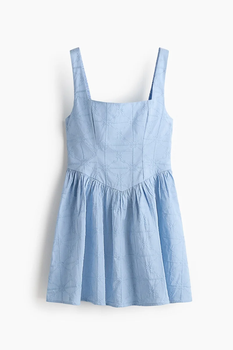 H&M Embroidered flared-skirt dress