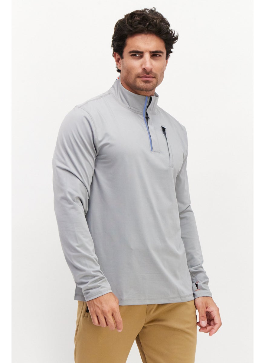 Men High Neck Long Sleeve Plain Half Zip Sweatshirt, Grey - pzsku/Z41F915CE6740A9F90766Z/45/_/1726109094/e445f50c-e58d-4f73-a94c-7e8366a1bb6b