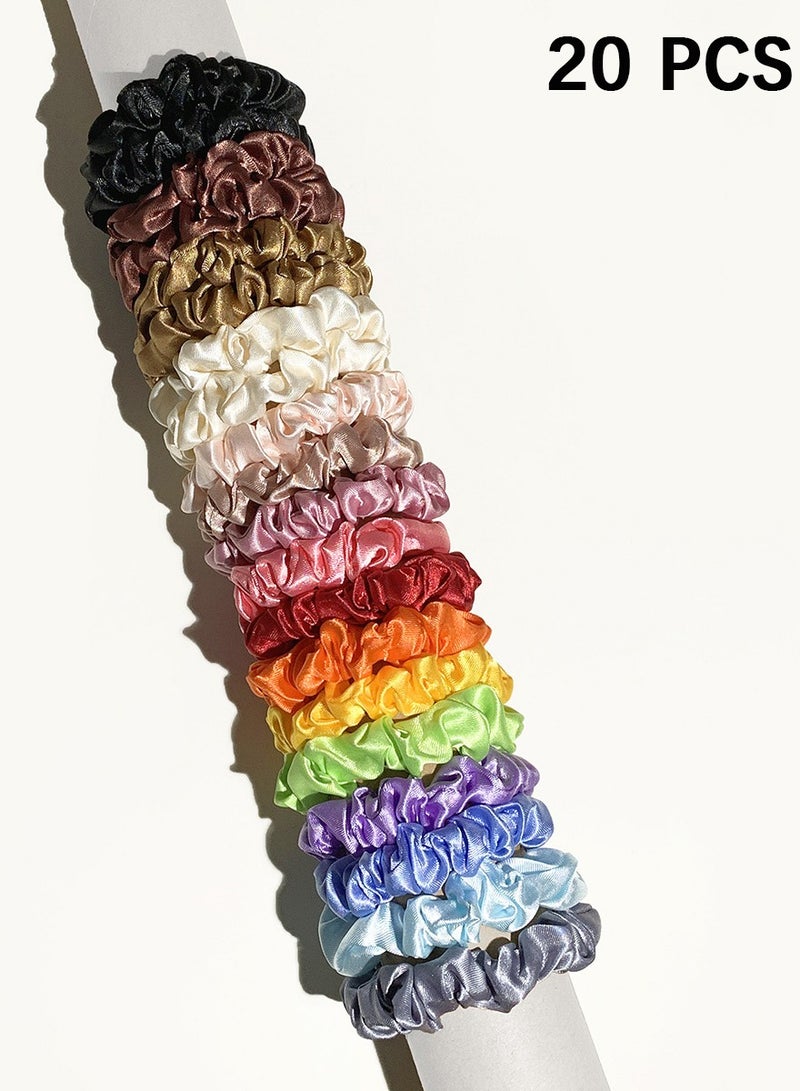 يا إلهي طقم رباط شعر حريري 20 قطعة ربطات شعر ساتان متعدد الألوان للفتيات والنساء - Image 1