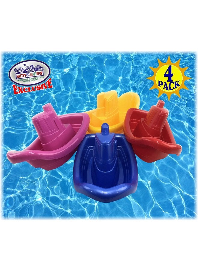 Matty's Toy Stop Matty's Toy Stop Plastic Nesting/Stacking Tug Boats (11") Red, Blue, Pink & Yellow Gift Set Bundle, Perfect for Bath, Pool, Beach Etc. - 4 Pack  - Image 3