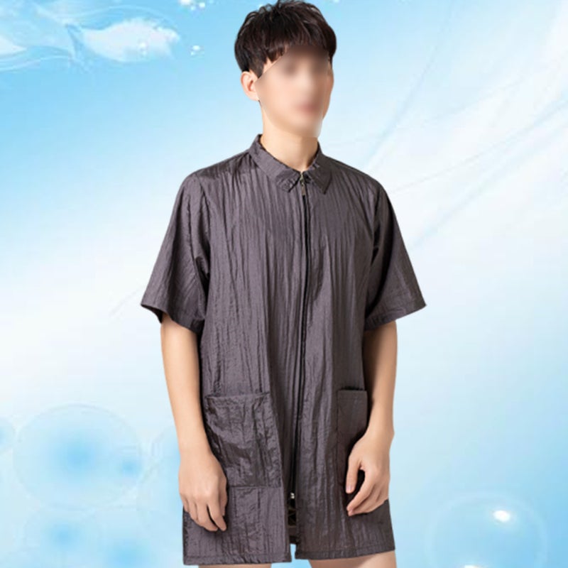 Dye Clothes Simple Short Sleeve Work Clothes for Woman (Grey XL) - Image 3