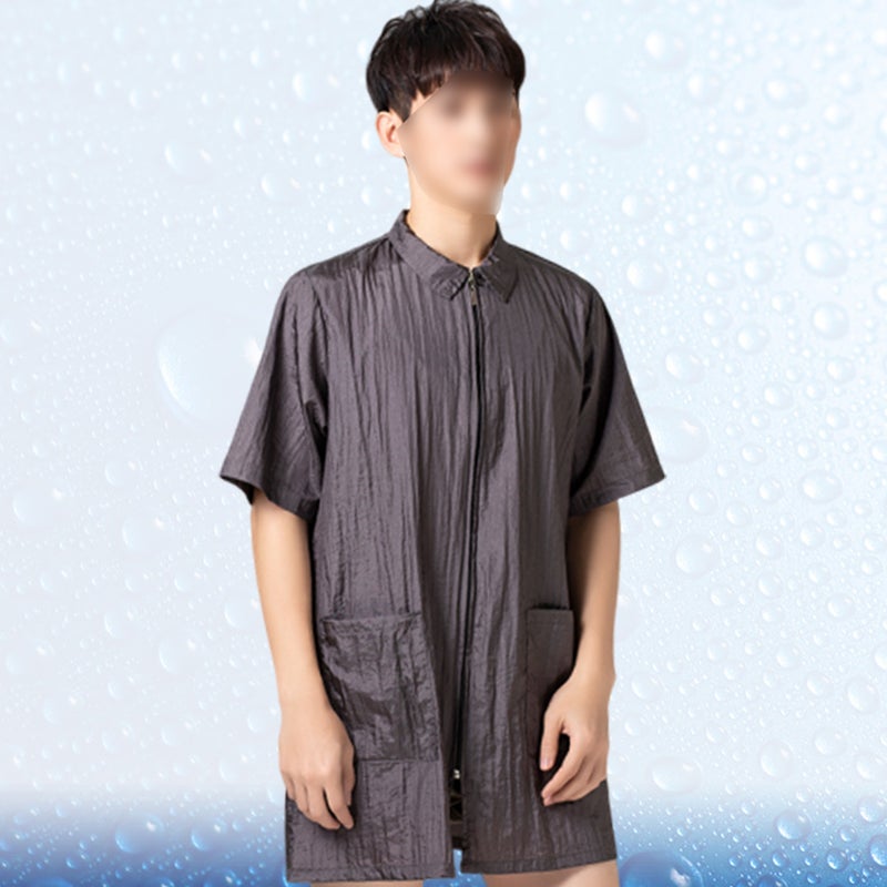 Dye Clothes Simple Short Sleeve Work Clothes for Woman (Grey XL) - Image 5