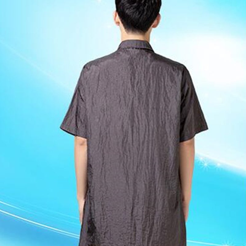 Dye Clothes Simple Short Sleeve Work Clothes for Woman (Grey XL) - Image 2