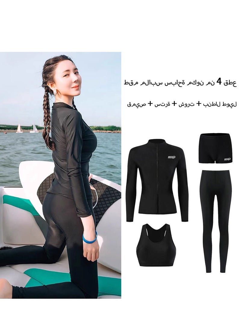 GRKC Modest 4 Piece Swimsuit Set for Women Includes Swimwear Swim Skirt Swim Shorts and Swim Top UV Protection Bathing Suit Elegant Tummy Control Design Perfect for Surfing and Swimming  - Image 1