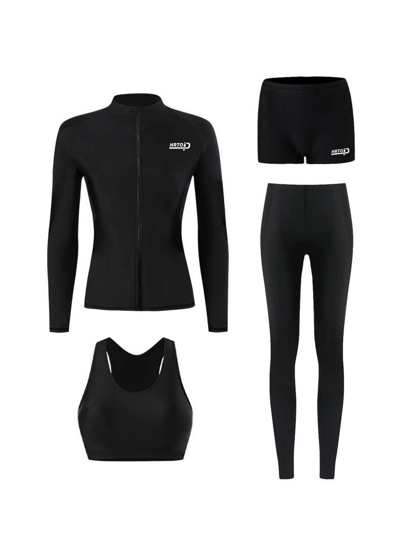 GRKC Modest 4 Piece Swimsuit Set for Women Includes Swimwear Swim Skirt Swim Shorts and Swim Top UV Protection Bathing Suit Elegant Tummy Control Design Perfect for Surfing and Swimming  - Image 3