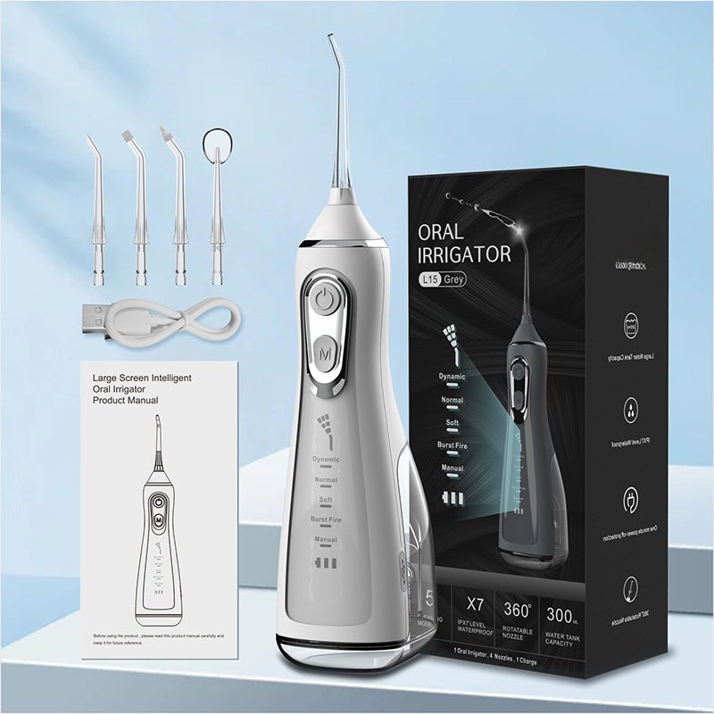 Rechargeable Oral Washer 300ML 5 Mode 4 Nozzle, Portable Removable Tooth and Gum Cleaner for Home Travel - Image 1