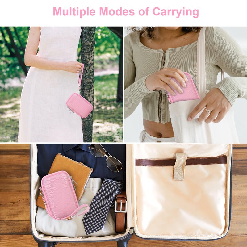 Canboc Camera Case for Canon PowerShot G7 X Mark III/ G7X Mark II Digital 4K Vlogging Camera, Point and Shoot 4K Video Camera Bag, Zipper Mesh Pocket fits USB Cable, Batteries, Pink - Image 3