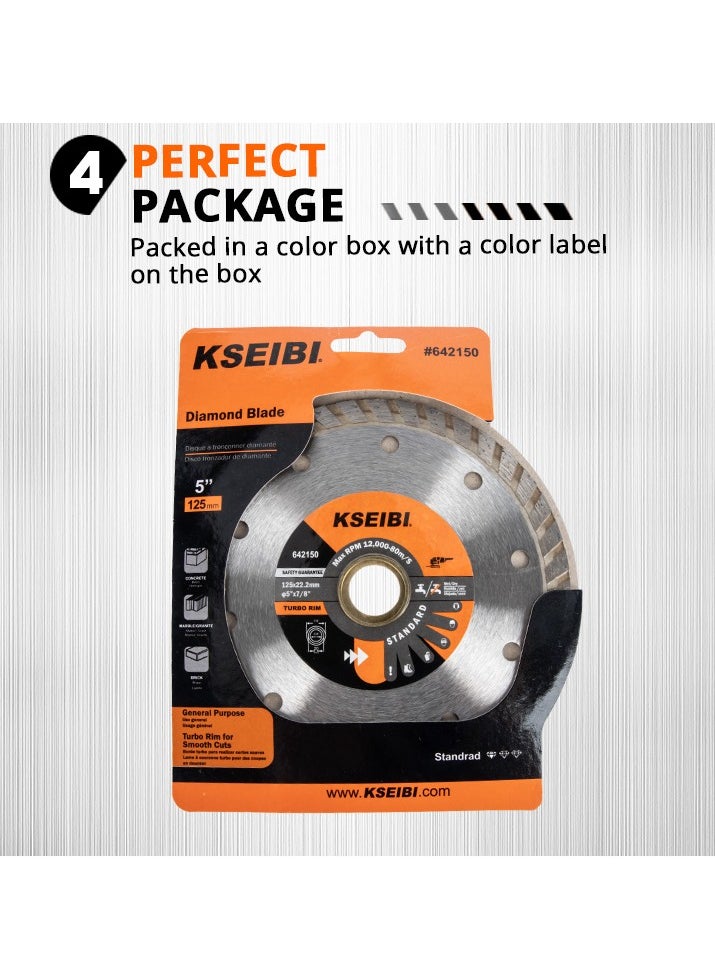 KSEIBI - Sintered Diamond Discs/Wave Turbo, Diamond, Sharp, Durable, High-Performance Cutting, Stone and Tile Cutting Tool, used for Cutting Building Materials Marble, Porcelain, Ceramic, Wet Dry Cutting. - Image 1