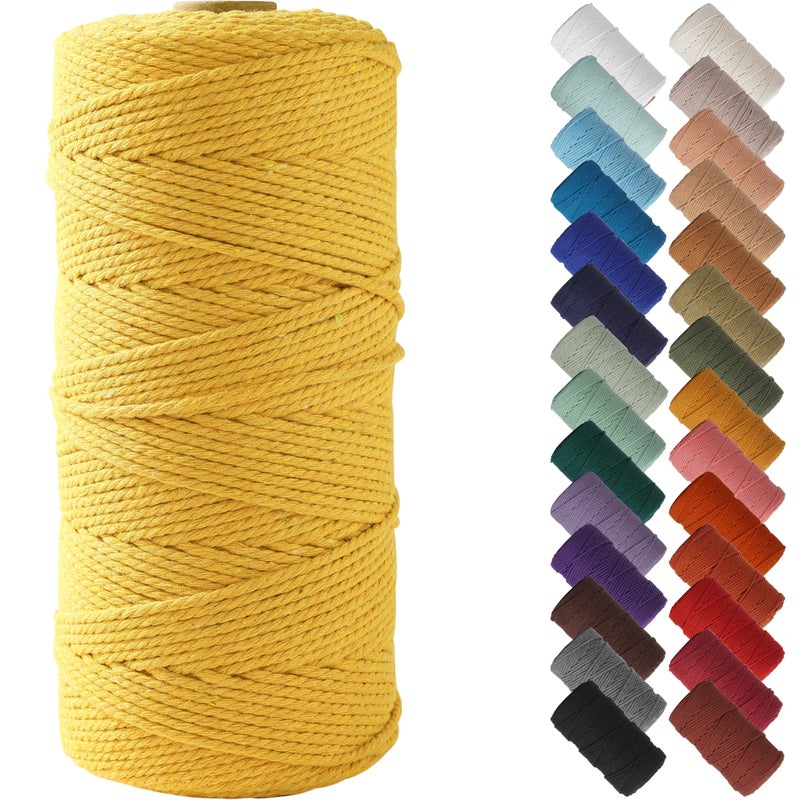 NOANTA Yellowish Brown Macrame Cord 2mm x 220yards Colored Macrame Rope Cotton Rope Macrame Yarn Colorful Cotton Craft Cord for Wall Hanging Plant Hangers Crafts Knitting - Image 3