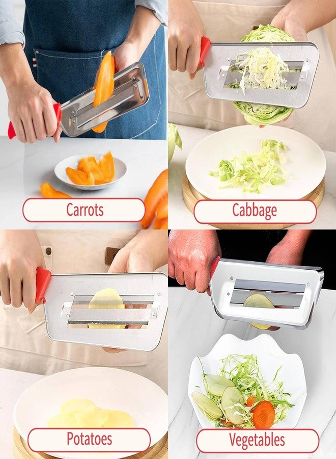 IVICOO Cabbage Shredder,Cabbage Potato Julienne Vegetable Veggie Peelers for Kitchen,1 Pcs Red Stainless Steel Fruit Vegetable Slicer Slicers - Image 4