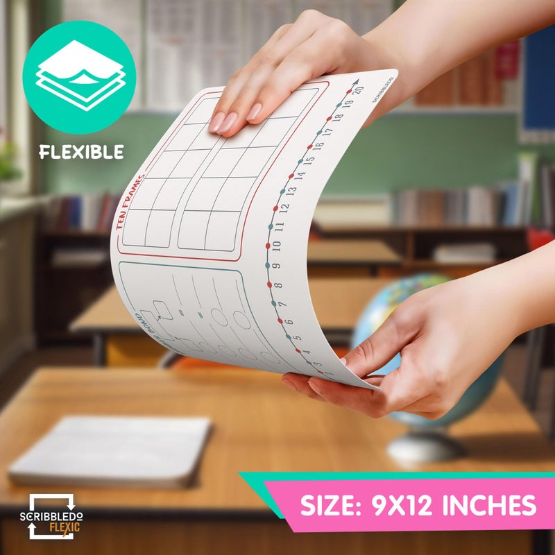 SCRIBBLEDO Number Bonds 9â€x12â€ Small White Board Dry Erase Sheets Math Manipulatives Number Chart Ten Frame Number Line Math Supplies Teacher Students Classroom Pack of 10 Sheets - Image 5