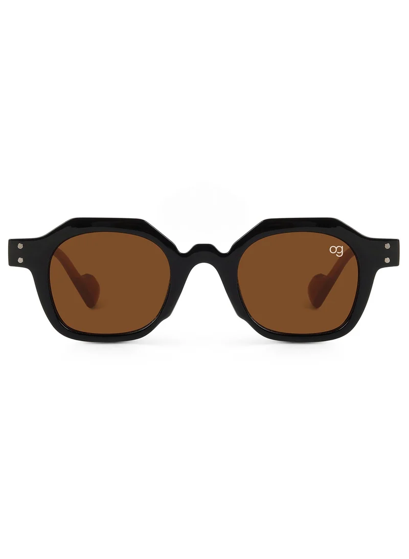 Woggles Designer Brown Hexagonal Sunglasses| Men & Women| 100% Uv Protection
