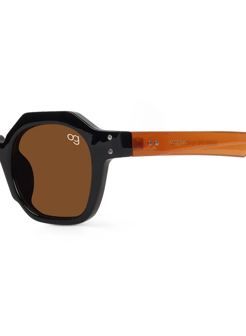 Woggles Designer Brown Hexagonal Sunglasses| Men & Women| 100% Uv Protection