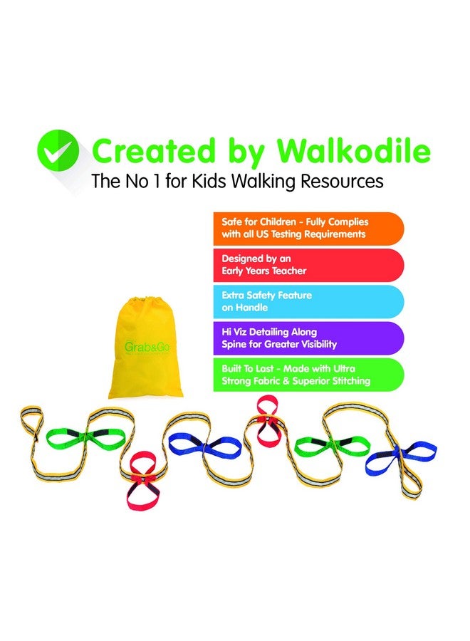 walkodile Grab & Go Children's Walking Rope (12 Child) - Teacher Designed Pre-K Safety Walk Rope for Preschool Kids. Includes Free Learning Games for Walks Guide. - Image 3