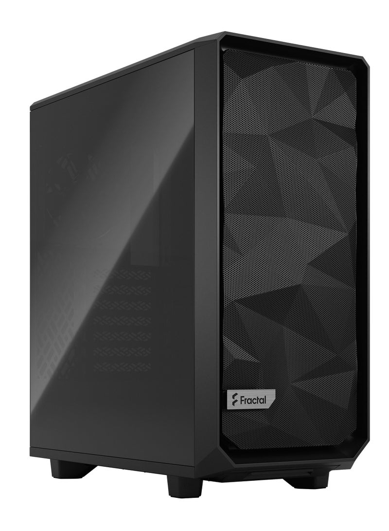Fractal Design Meshify 2 Compact Mid-Tower ATX Case, Tempered Glass Side Panel, High-Airflow Mesh Front, 7x Fan Mounts, 2x 3.5" + 4x 2.5" Drive Bays, USB 3.1 Gen2 Type-C Front I/O, Black TG Dark Tint | FD-C-MES2C-02 - Image 1
