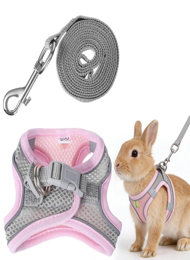 Gtziqa Bunny Harness and Leash Set Breathable Pet Rabbit Harness and Leash Set Soft Rabbit Leashes Reflective Strips Jacket Escape-Proof Walking Gear for Rabbits, Small Kitten, Puppy, Guinea Pigs (Pink,S) - Image 1