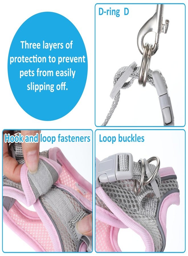 Gtziqa Bunny Harness and Leash Set Breathable Pet Rabbit Harness and Leash Set Soft Rabbit Leashes Reflective Strips Jacket Escape-Proof Walking Gear for Rabbits, Small Kitten, Puppy, Guinea Pigs (Pink,S) - Image 4