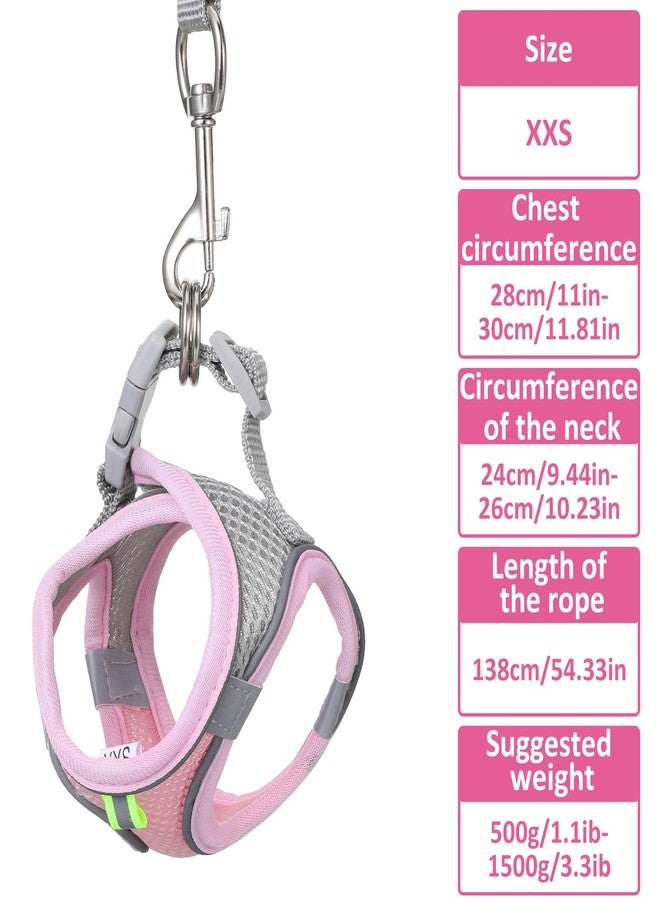 Gtziqa Bunny Harness and Leash Set Breathable Pet Rabbit Harness and Leash Set Soft Rabbit Leashes Reflective Strips Jacket Escape-Proof Walking Gear for Rabbits, Small Kitten, Puppy, Guinea Pigs (Pink,S) - Image 2