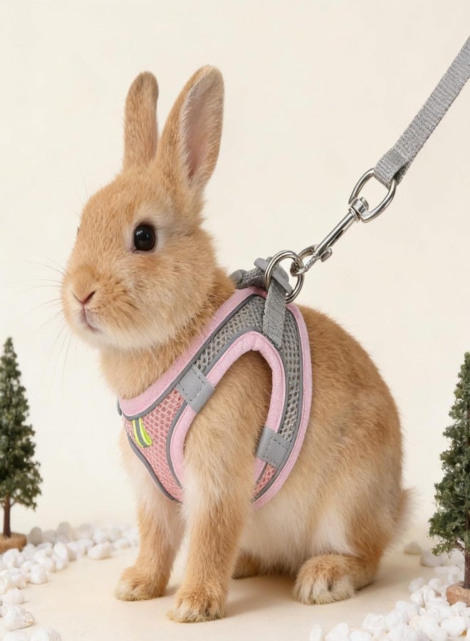 Gtziqa Bunny Harness and Leash Set Breathable Pet Rabbit Harness and Leash Set Soft Rabbit Leashes Reflective Strips Jacket Escape-Proof Walking Gear for Rabbits, Small Kitten, Puppy, Guinea Pigs (Pink,S) - Image 5