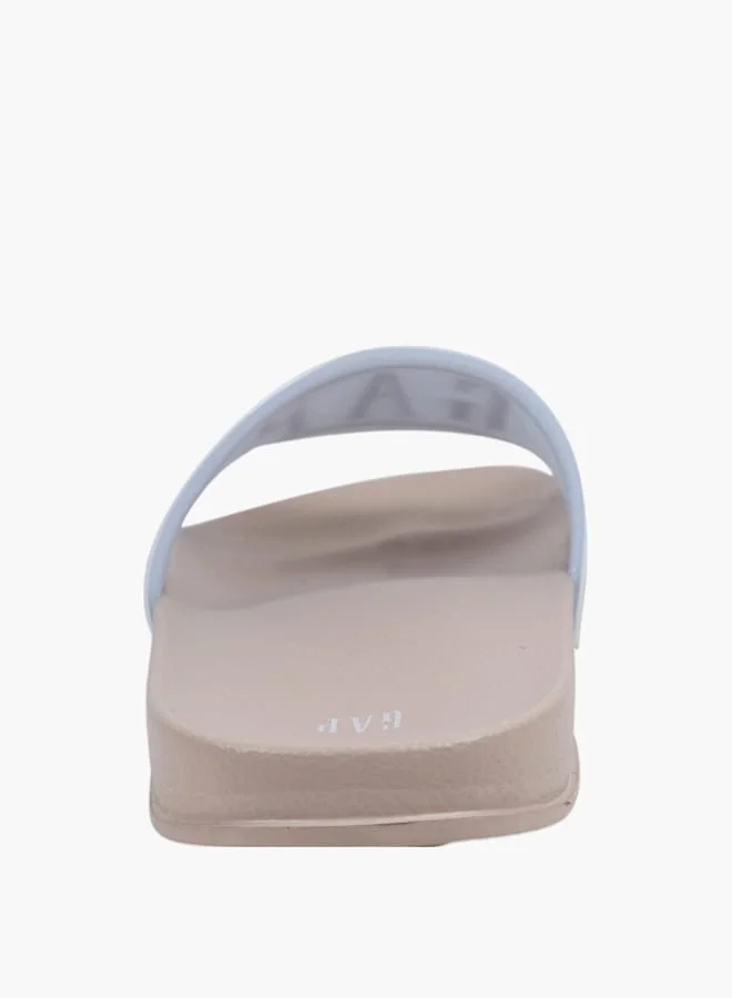 جاب Women's Logo Embossed Slip-On Beach Slides - AUSTIN II
