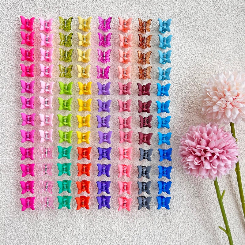 ELEMIRSA 96pcs Baby Girl Hair Clips 24 Multicolors Colors Mini Hair Claw Clips Small Tiny Butterfly Claw Clips Baby Hair Accessories for Toddler - Image 3
