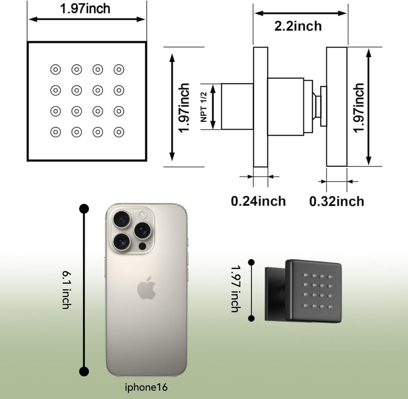 Bostingner Shower Body Spray Jets with On Off Switch Adjustable Flow Showerhead Body Sprays Wall Mount Massage Spa Jet, Flow control and 360° rotation - Image 5