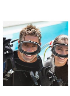 SYOSI 2 Pcs Oval Shape Scuba Diving Mask Classic Freediving Mask Retro Oval Anti Fog Tempered Glass Lens Stainless Steel Silicone Diving Goggles for Adults Men Women Spearfishing Snorkeling Swimming Black  - Image 3