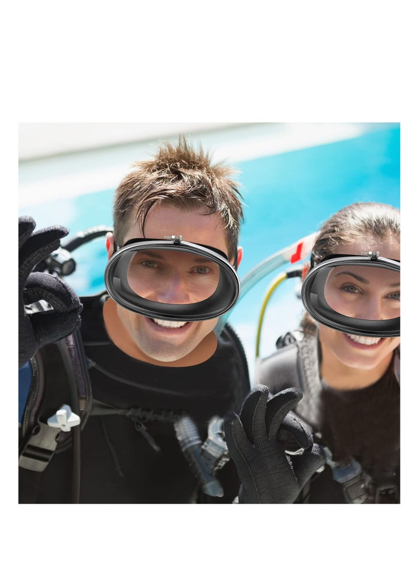 SYOSI - 2 Pcs Oval Shape Scuba Diving Mask Classic Freediving Mask Retro Oval Anti Fog Tempered Glass Lens Stainless Steel Silicone Diving Goggles for Adults Men Women Spearfishing Snorkeling Swimming Black - Image 1