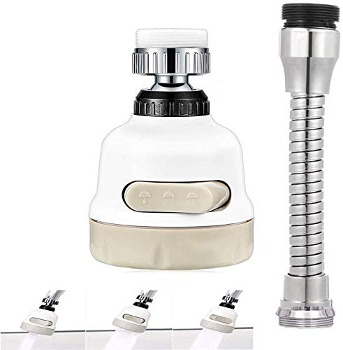 SIYANSHU 2 Pack 360 Rotatable High Pressure Sink Sprayer Head Universal ABS Splash Filter Kitchen Sink Faucet Water Spray Nozzle Head 3 Modes Adjustment Pack of2 - Image 4
