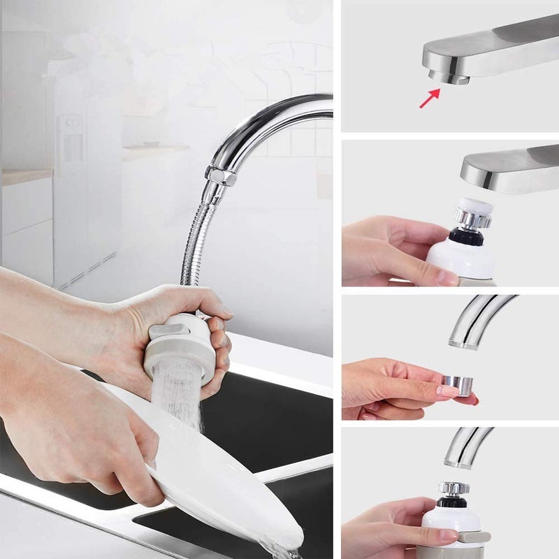 SIYANSHU 2 Pack 360 Rotatable High Pressure Sink Sprayer Head Universal ABS Splash Filter Kitchen Sink Faucet Water Spray Nozzle Head 3 Modes Adjustment Pack of2 - Image 5