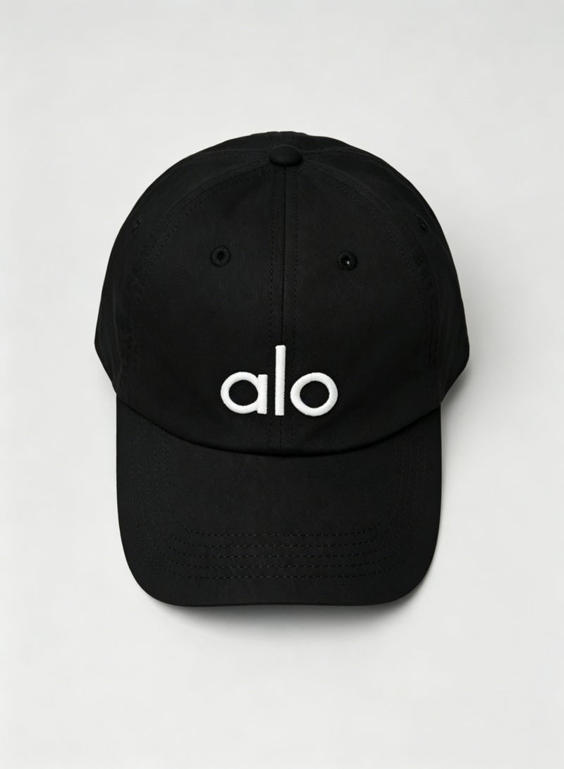 Alo Yoga Unisex Baseball Cap - Adjustable Embroidered Logo Dad Hat, Breathable Cotton Sun Hat for Sports, Casual & Daily Wear -  Black - Image 3