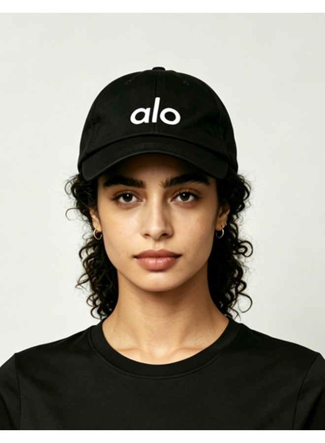 Alo Yoga Unisex Baseball Cap - Adjustable Embroidered Logo Dad Hat, Breathable Cotton Sun Hat for Sports, Casual & Daily Wear -  Black - Image 5