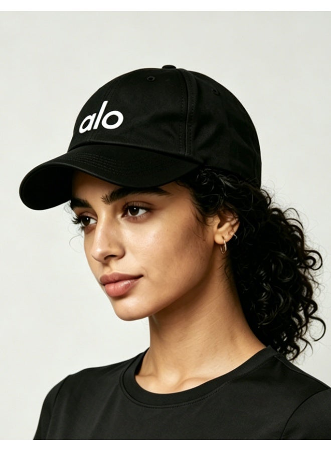 Alo Yoga Unisex Baseball Cap - Adjustable Embroidered Logo Dad Hat, Breathable Cotton Sun Hat for Sports, Casual & Daily Wear -  Black - Image 4