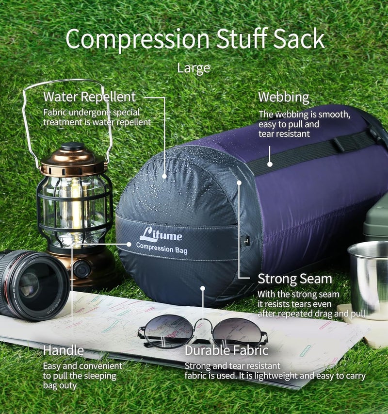 Litume Kompressionssack 6L, 8.5L, 10L, 13L, 16L, Leicht, Ultraleichter Kompakt mit Ripstop-Gewebe, 50% mehr Stauraum, für Schlafsack, mit Kordelzug für Camping, Rucksackreisen, Reisen (E638) - Image 4