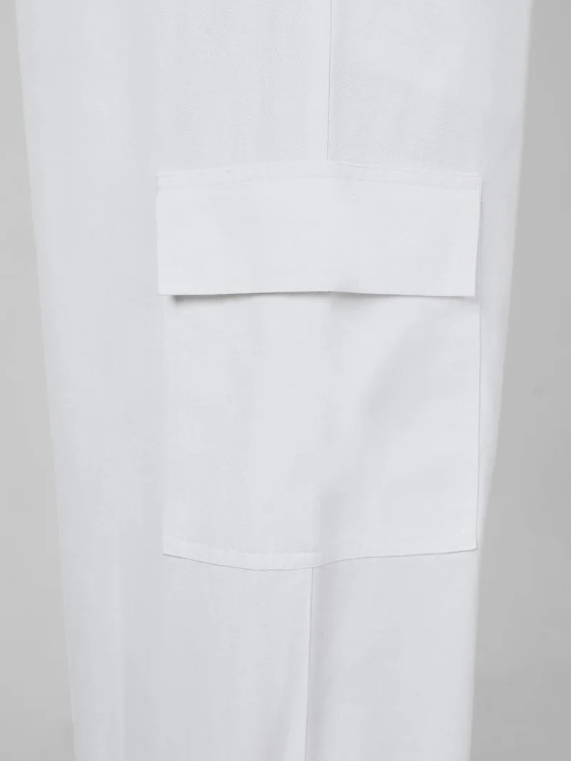 Urbano Fashion  Urbano Plus Men's White Loose Baggy Fit Solid Cargo Chino Pant with 6 Pockets Non-Stretchable for Men | Best Price UAE