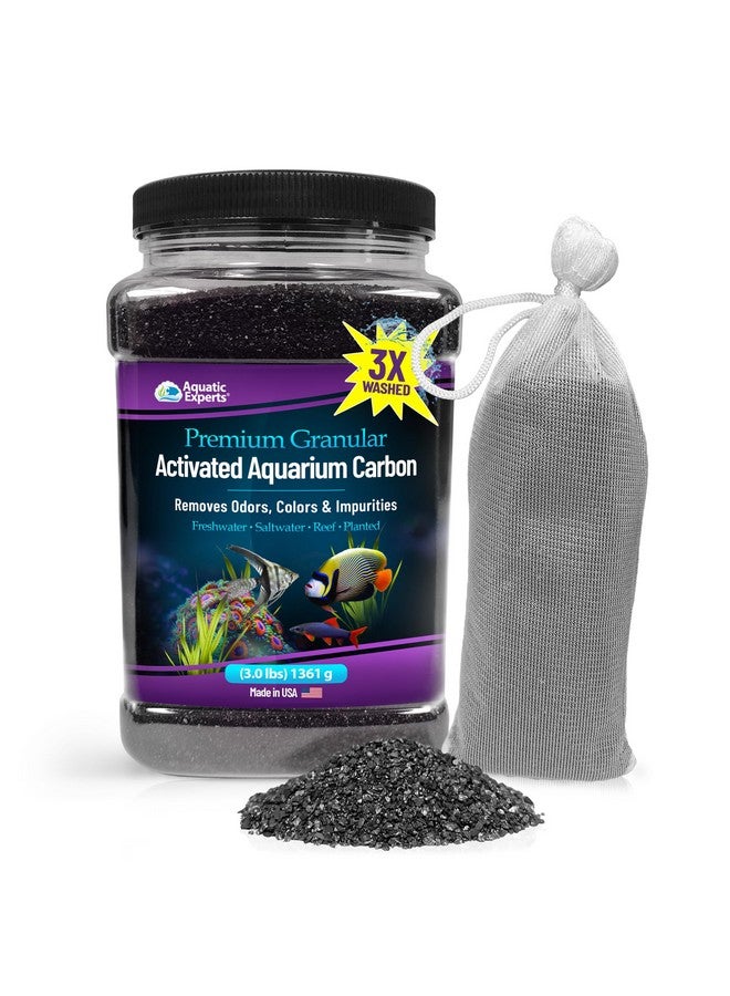 Aquatic Experts Premium Activated Carbon  Aquarium Carbon For Fish Tank Filter  Aquarium Filter Media  Aquarium Charcoal For Fish Tanks  Activated Charcoal Bulk (Granulated, 3 Lbs With Fine Mesh Bag) - Image 1