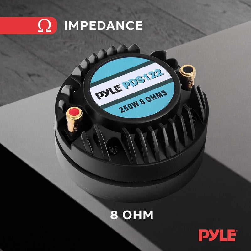Pyle 1.5 Inch Tweeter Horn Driver - 500 watt peak power/250 watt RMS Audio Speaker Tweeter System w/Flat Aluminum Voice Coil, 1.5k-20 kHz Frequency, 95 dB, 8Ohm - PDS122, Black - Image 3